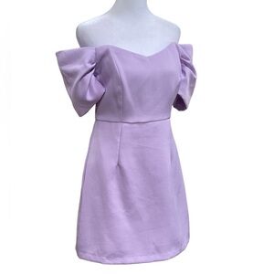 Hallelu Lavender Off The Shoulder Short Dress Sz M Lined Purple Party Dress